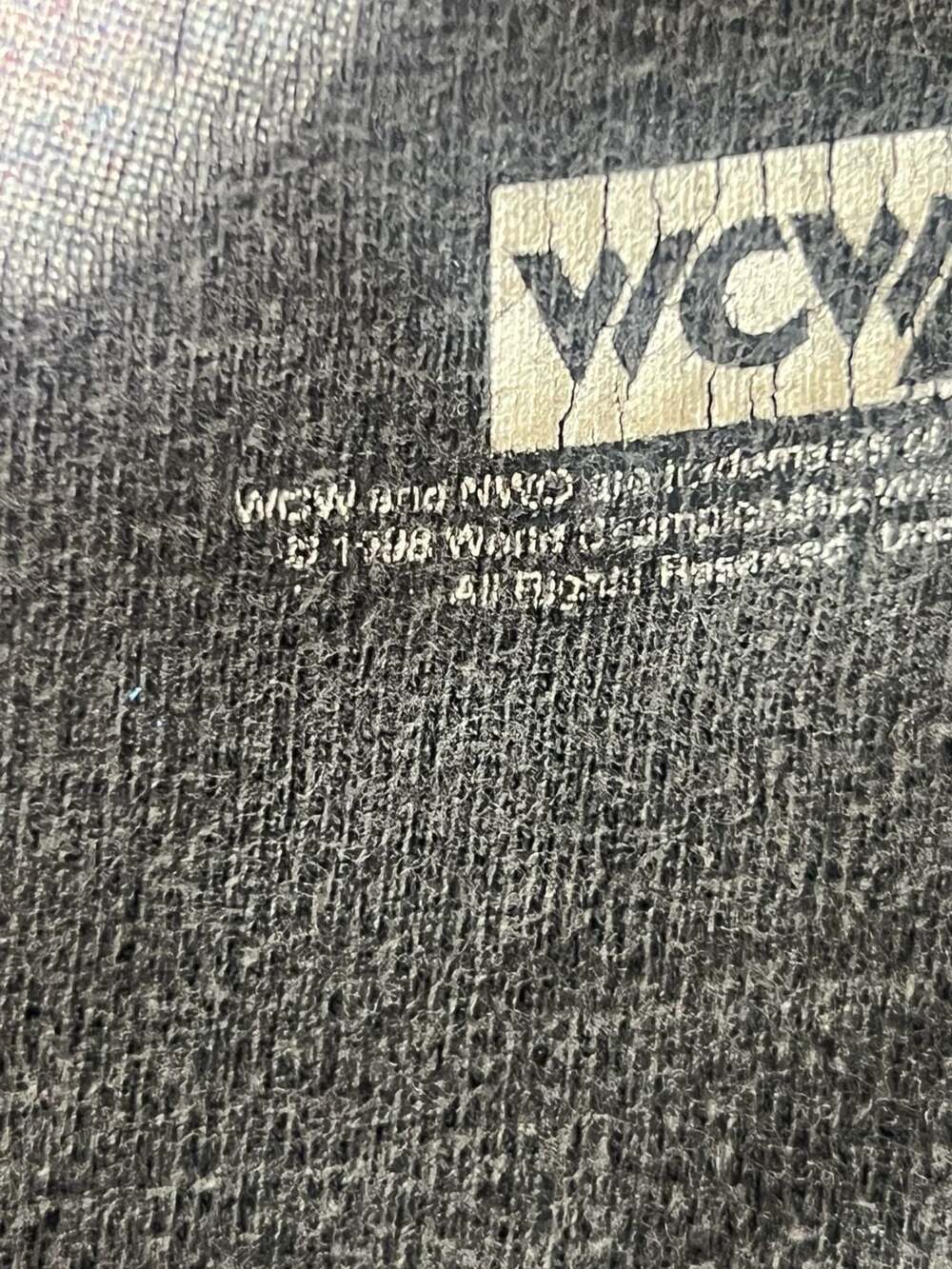 Vintage 90s Sting Big Face Wolf Pack WCW/NWO Shirt Youth Sz L 10-12 Red/White - Picture 3 of 5